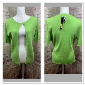 Alex Marie Petite Green SZ PM cardigan hook front